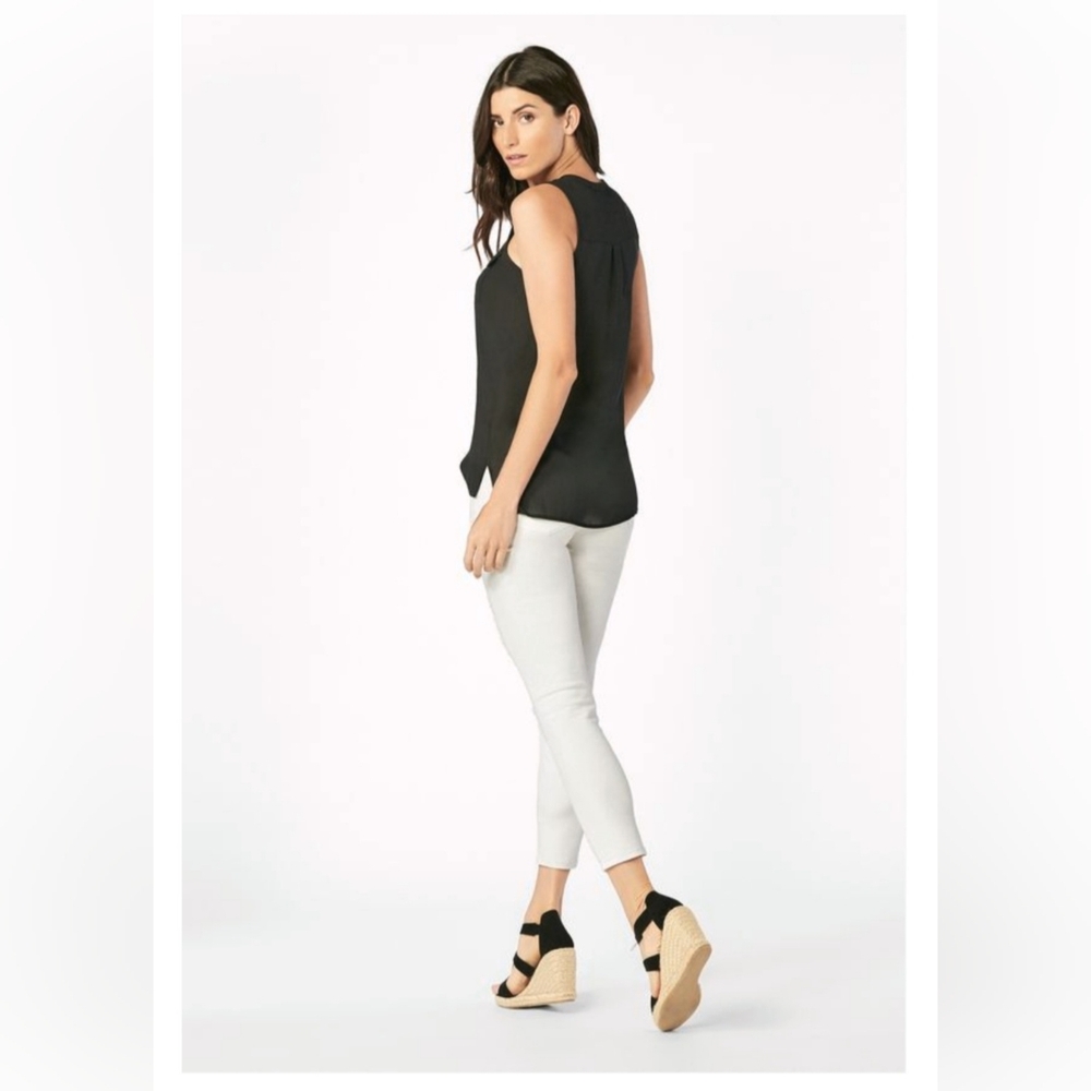 JustFab Black Lace-Up Safari Tank Sheer Sleeveless Top Size 3X NWT - Picture 4 of 10